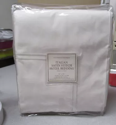 Restoration Hardware Italian Satin Stitch Hotel Bedding 90 X32 Queen Duvet Cover • $149.99