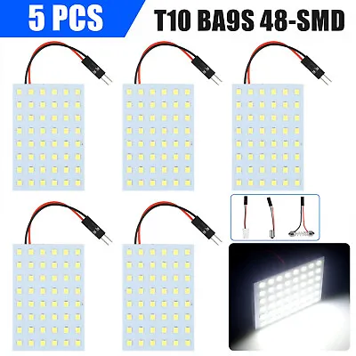 5X White T10 BA9S 48SMD LED Car Festoon Interior Panel Light Dome Map Bulb 6000K • $9.98