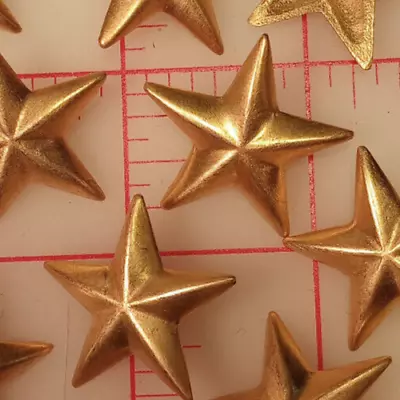 8 Vintage Gold Metal Star Shank Buttons Sew On Ornament 1-1/8  Soft Matte Finish • $10