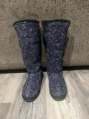 MUK LUKS Felicity Blue/black Knee High Boots Women's Size 8 • $16.99