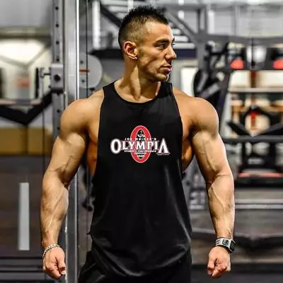 Mr Olympia Bodybuilding Workout Casual Tank Vest Muscle Fitness Gym Singlets • $13.99