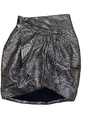 Isabel Marant For H&M Silver Tulip Mini Skirt In Wool/Silk Brocade - Size 32/2 • $79