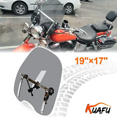 $45.50 • Buy KUAFU Smoke Windshield Windscreen For Harley Dyna Softail Sportster 883 1200