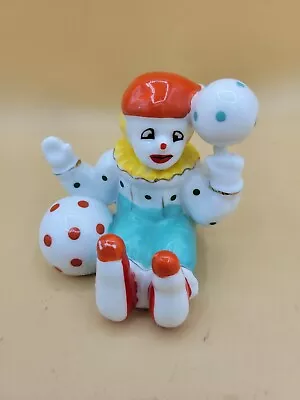 $6 • Buy Vintage Miniature Porcelain Ceramic Sitting Clown Playing With Balls Figurine 