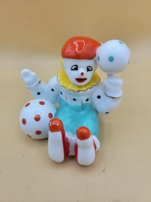 $6 • Buy Vintage Miniature Porcelain Ceramic Sitting Clown Playing With Balls Figurine 