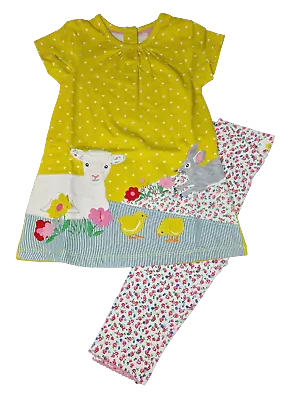 Girls Baby Easter Outfit Leggings And Tunic Set Ex Boden Applique NEW 0-24 M • £13.99