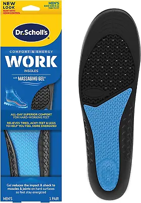 Dr Scholls Insoles Men WORK Massaging Gel Full Shoe Insole Sz 8-14 (1 Pair) • $16.99