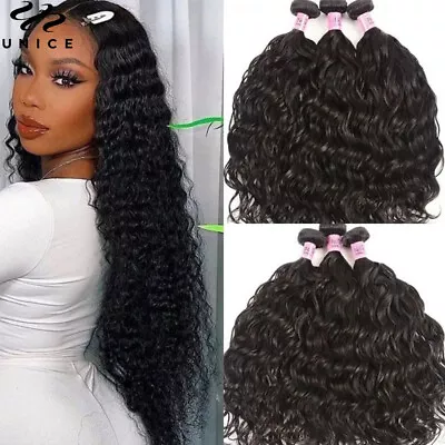 UNice Mongolian Natural Wave Bundles Human Hair Extensions Virgin Hair Weaves US • $34.02