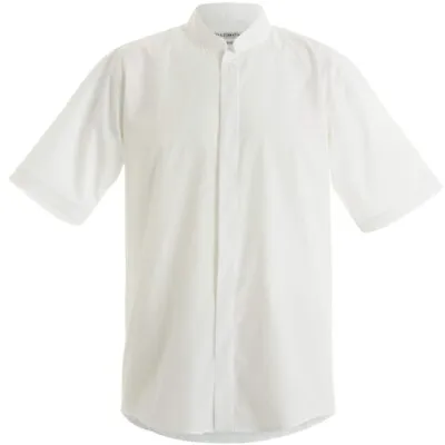 Mens Kustom Kit Mandarin Collar White Shirt Short Sleeve RR £14.95 • £6.99