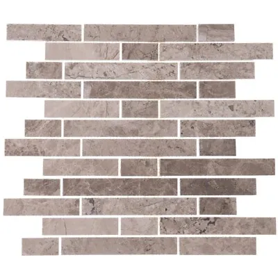 Silver Shadow Marble Strip Liner On 12  X 12  Mesh Mosaic Tile (10 Sqft Per Box) • $275.83