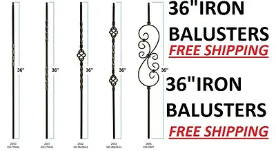 36  Black Iron Stair Parts Metal Balusters Spindles Twists Baskets Scrolls 36  • $4.65