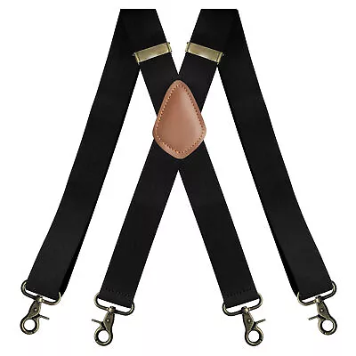 Vintage Suspenders  Men Heavy Duty 4 Snap Hooks For Belt Adjustable X Back New/ • $17.95