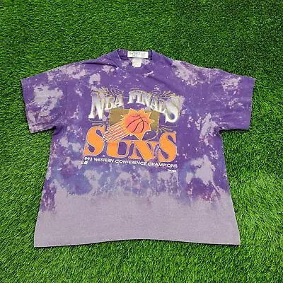 Vintage 1993 NBA-Finals Phoenix-Suns Bleached Shirt L-Short 22x25 Arch-Spellout • $128.77