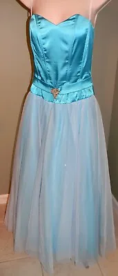 MASQUERADE Brand Blue Cinderella Strapless Formal Ball Gown Costume Juniors 7/8 • $29.99