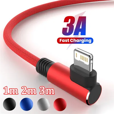 $7.36 • Buy 1M 2M 3M Long 90° Degree Fast Charger Cable For IPhone 11 12 13 7 8 6 X XR Cord