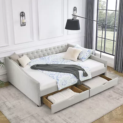 Queen Size Daybed With 2 Drawers Upholstered Bed Frame Sofa Bed With Storage • $479