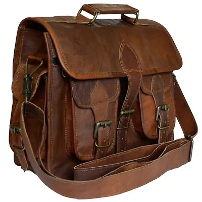 Leather Camera Bag Brown Briefcase DSLR Crossbody Handbag Shoulder Messenger Bag • $53