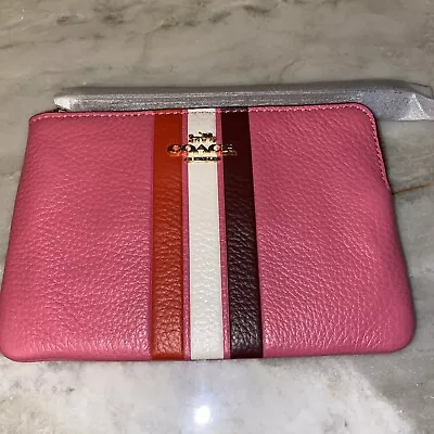 *Coach* - Retro Stripe Corner Zip Wristlet - C4542 - IM/Confetti Pink MangoMulti • $44.06