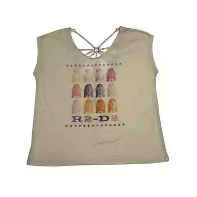 Disney Parks Star Wars R2D2 Sleeveless Open Back T Shirt Tank Beige Large • $29.99