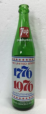 7up  Salutes  The  United States Bicentennial Bottle - 10 3/4  - 1776-1976 • $15