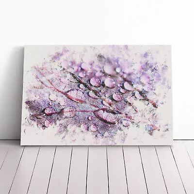 Dewdrops Upon A Lilac Leaf Canvas Wall Art Print Framed Picture Dining Room • £29.95