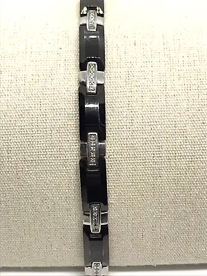 Black Tungsten Diamond Cross Bracelet SCRAP Or Repair 3/8 CT T.W. • $59