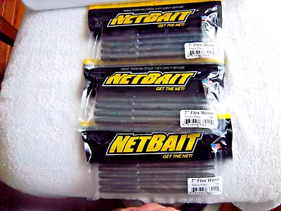 (lot Of 3 Pks)-netbait Flex Worms / 7  In Tilapia Magic / Total Of 21 Worms • $14.95