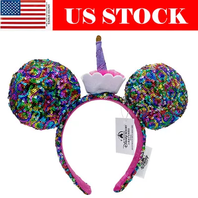 Birthday Cake Candles Sequin Mouse Ears Disney-Parks Headband For Kids Adult • $15.65