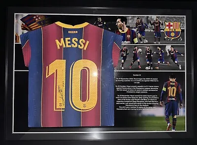 Lionel Messi Signed & Framed Match Issue Shirt With COA • £2000