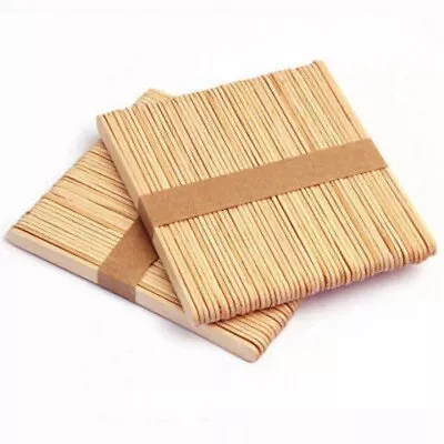 100 Pcs Lollipop Lolly Wooden Sticks Natural Craft Model Making Ice Lollies • £3.95