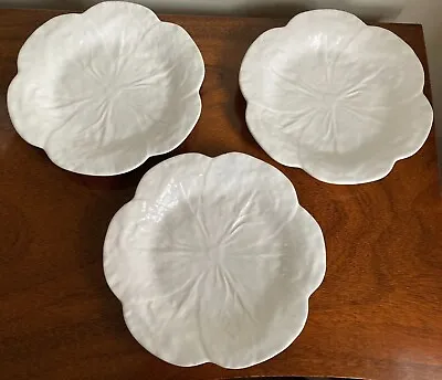 Studio Nova Portugal White Majolica Cabbage Leaf Plates - Set Of 3 - 9  D - Rare • $55