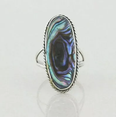 Sterling Silver Abalone Shell Ring Size 6 1/2 • $65