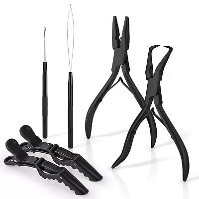 Hair Extension Tools Kit Ring Closer/Opener Pliers Micro Link Bead Pulling Hook • £20.99