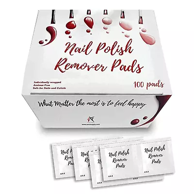 Nail Polish Remover Pads Pack Of 100 Nail Polish Remover Wipes 2 Ply Non Acetone • $17.54