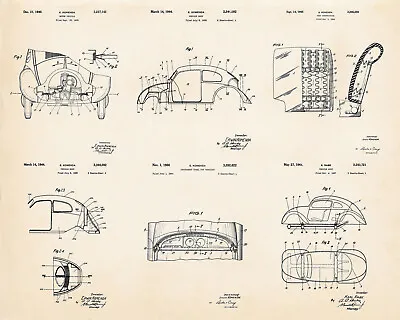 VW Volkswagen Beetle Bug Wall Art Patent Print Poster Drawing Gifts For Him Her • $37.95