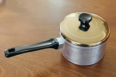 Vintage Saucepan W Olive Green Colour Anodised Alluminium Lid • $15