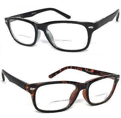 1 Or 2 Pairs Clear Bifocal Reading Glasses Retro Rectangular Frame Spring Temple • $10.95