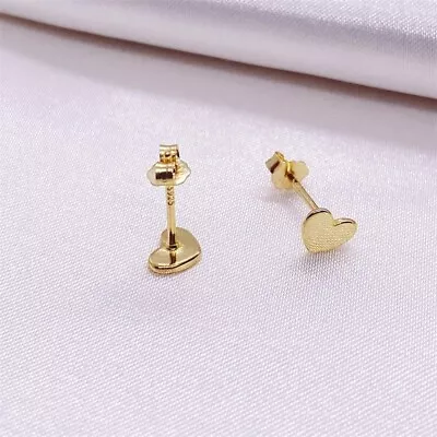 9ct Gold Stud Earrings Heart Design 5 Mm Pair • £11.99