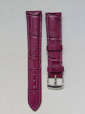 18mm DARK Purple Genuine Leather Interchangeable Watch Band Strap 4 Michele Deco • $13.25