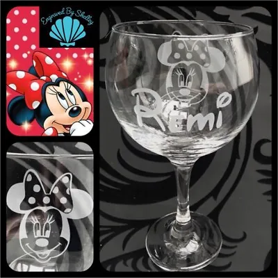 Disney Minnie Mouse Gin & Tonic Balloon Glass Personalised Gift Any Name Engrave • £25