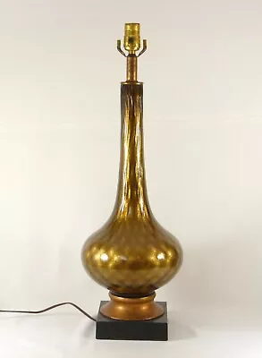 Mid-Century Gold Fleck Murano Glass Table Lamp Tall MCM 1960s-70s • $150