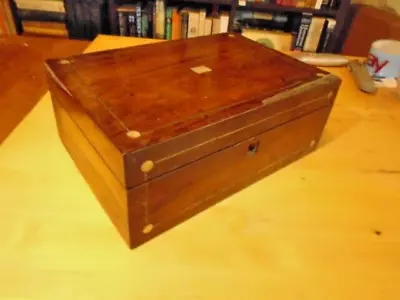 Antique Rosewood Veneer Jewellery Box With Mother Of Pearl Inlay • £45