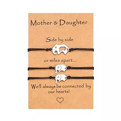 Mother Daughter Bracelets Set For 2/3/4 Mother Daughter Gift Mom F.Elephant-3 • $27.19