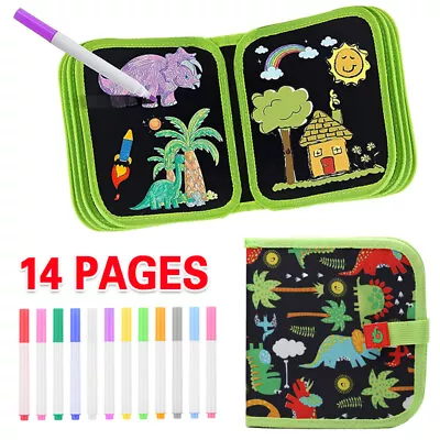 Children's Magic Painting Colouring Book Drew Pens And Wet Cloth Doodle Book Set • £7.89