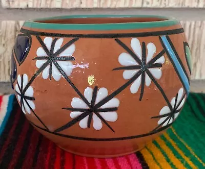 Mexican Ceramic Flower Pot Planter Folk Art Pottery Handmade Talavera #8 • $19.99