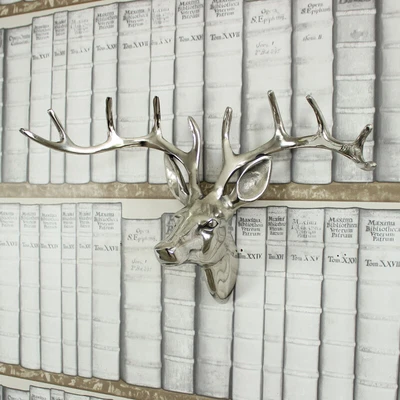 £31.34 • Buy Silver Metal Wall Hanging Mounted Stag Deer Head Animal Display Living Room Gift
