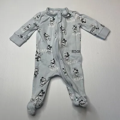 GirlsBoys Size 0000 Disney Mickey Mouse Stretchy Zip Coverall / Romper GUC • $5.20