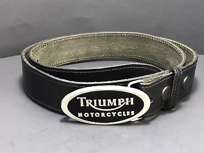 Vintage TRIUMPH MOTORCYCLES Buckle And Leather Belt 39”-44” • $39.99