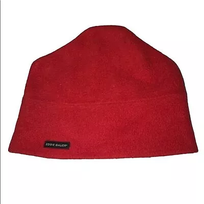 Eddie Bauer Men's Red Fleece Beanie Hat • $10
