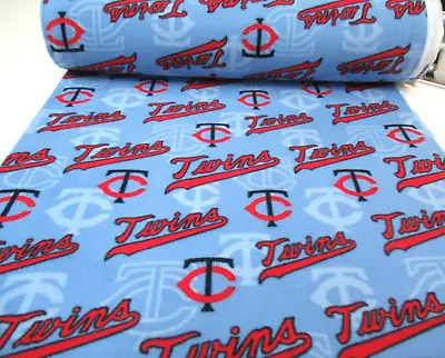 MLB MINNESOTA TWINS Fleece Fabric Cooperstown Retro Design BTY (60188) Limited • $8.99